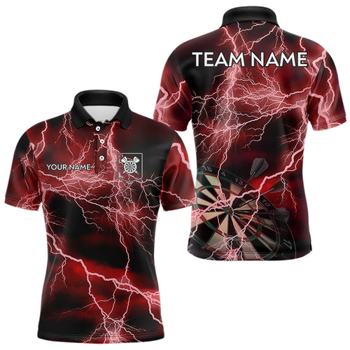 Black And Red Thunder Lightning Dart Shirts With Pocket For Men Custom 3D Darts Team Jerseys TDM3523