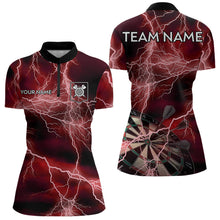 Load image into Gallery viewer, Red Black Thunder Lightning Dart Shirt &amp; Pocket For Women Custom Dart Jersey TDM3523