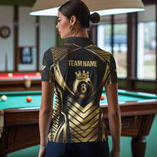 Load image into Gallery viewer, Customized 8 Ball Pool Crown Women Billiard Shirts, Gold And Black Billiard Team Shirts Pool Jerseys TDM3688