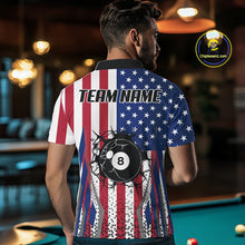 Load image into Gallery viewer, Funny Break 8 Ball Pool Billiard Shirt For Men Custom American Flag Pool Jersey Team Polo, 1/4 Zip TDM6036