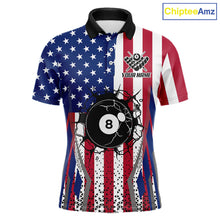 Load image into Gallery viewer, Funny Break 8 Ball Pool Billiard Shirt For Men Custom American Flag Pool Jersey Team Polo, 1/4 Zip TDM6036