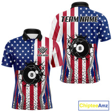 Load image into Gallery viewer, Funny Break 8 Ball Pool Billiard Shirt For Men Custom American Flag Pool Jersey Team Polo, 1/4 Zip TDM6036