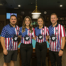 Load image into Gallery viewer, Funny Break 8 Ball Pool Billiard Shirt For Men Custom American Flag Pool Jersey Team Polo, 1/4 Zip TDM6036