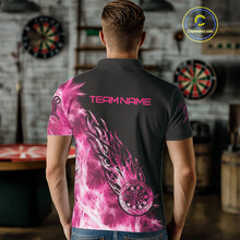 Load image into Gallery viewer, Pink And Black Light Icy Men Darts Polo &amp; Quarter Zip Custom Dart Shirts For Team Dart Jerseys TDM3872