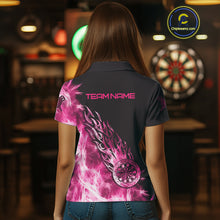 Load image into Gallery viewer, Pink And Black Light Icy Women Darts Polo &amp; Quarter Zip Custom Dart Shirts For Team Dart Jerseys TDM3872