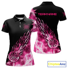 Load image into Gallery viewer, Pink And Black Light Icy Women Darts Polo &amp; Quarter Zip Custom Dart Shirts For Team Dart Jerseys TDM3872