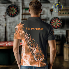Load image into Gallery viewer, Orange And Black Light Icy Men Darts Polo &amp; Quarter Zip Custom Dart Shirts For Team Dart Jerseys TDM3873