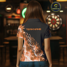 Load image into Gallery viewer, Orange And Black Light Icy Women Darts Polo &amp; Quarter Zip Custom Dart Shirts For Team Dart Jerseys TDM3873
