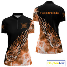 Load image into Gallery viewer, Orange And Black Light Icy Women Darts Polo &amp; Quarter Zip Custom Dart Shirts For Team Dart Jerseys TDM3873