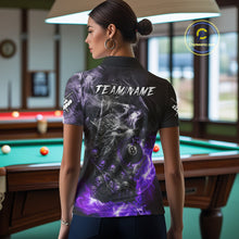 Load image into Gallery viewer, Personalized Purple 8 Ball Pool Wolf And Skull Billiard Shirt For Women, Smoke Billiard Team Jerseys TDM4159