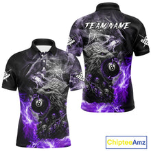 Load image into Gallery viewer, Personalized Purple 8 Ball Pool Wolf And Skull Billiard Shirt For Men, Smoke Billiard Team Jerseys TDM4159