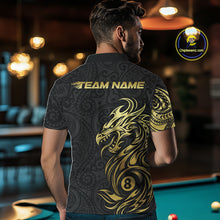 Load image into Gallery viewer, Personalized Black And Gold Tribal Dragon Billiard Shirt For Men Custom 8 Ball Pool Team Jerseys TDM4160