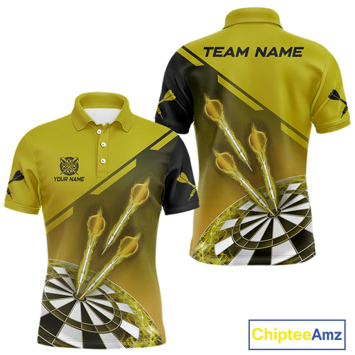 Personalized Yellow Dart Jerseys Polo & Quarter Zip Shirt For Men Custom Dart Shirts Team Uniform TDM4753