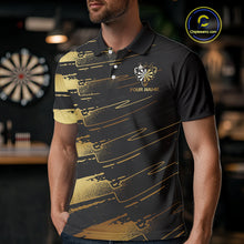 Load image into Gallery viewer, Black And Gold Funny Skull Crown Darts Shirt For Men Custom Dart Jerseys Team Polo &amp; Quarter Zip TDM5168