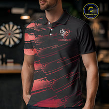 Load image into Gallery viewer, Black And Red Funny Skull Crown Darts Shirt For Men Custom Dart Jerseys Team Polo &amp; Quarter Zip TDM5169