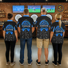 Load image into Gallery viewer, Black And Blue Darts Jersey For Men Custom Team Polo &amp; Quarter Zip Darts Shirt Uniform TDM5411
