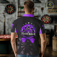 Load image into Gallery viewer, Black And Purple Darts Jersey For Men Custom Team Polo &amp; Quarter Zip Darts Shirt Uniform TDM5412
