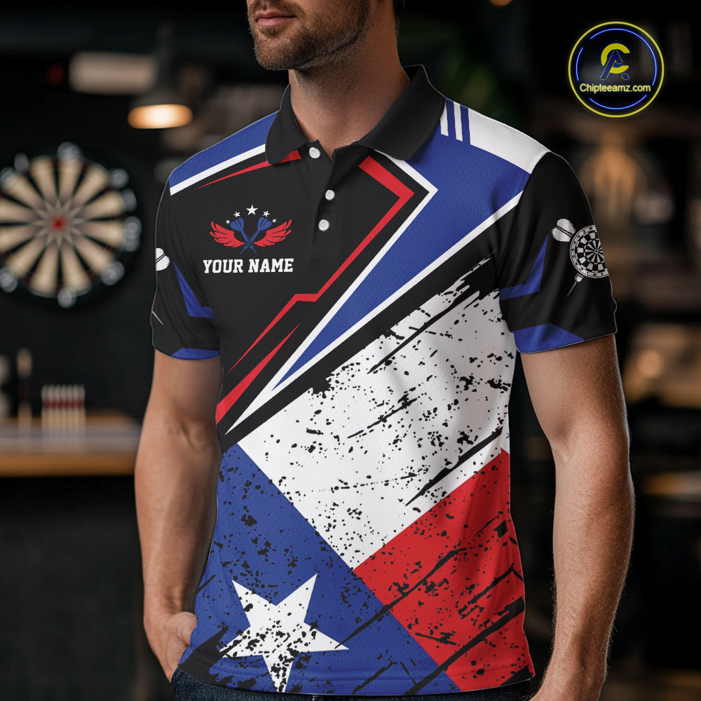 Personalized Grunge Texas Flag Darts Shirt For Men Custom Patriotic Texas Darts Team Jersey TDM5420