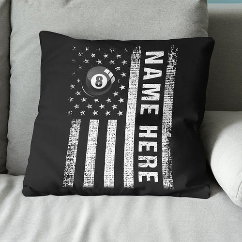 Customized Black White Us Flag Billiard Pillow, Patriotic Billiard Gifts TDM0889