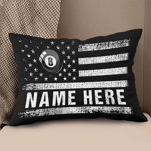Customized Black White Us Flag Billiard Pillow, Patriotic Billiard Gifts TDM0889