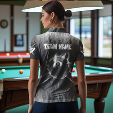 Load image into Gallery viewer, Personalized Grey 3D 8 Ball Pool Fire Billiard Shirts For Women Custom Billiard Apparel Jerseys TDM3531