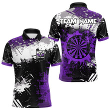 Load image into Gallery viewer, Custom Purple Grunge Darts Shirt With Pocket Option For Men, Darts Jersey TDM3537
