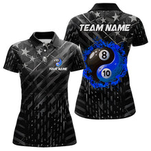 Load image into Gallery viewer, Black US Flag Ying And Yang 8 Ball &amp; 10 Ball Custom Billiard Shirts For Women Funny Billiard Jerseys TDM3540