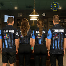 Load image into Gallery viewer, Custom Grunge American Flag 8 Ball Billiard Polo &amp; 1/4 Zip For Women, Pool Team Jersey |Blue TDM5902