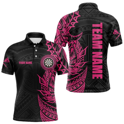 Personalized Pink Black Tribal Darts Polo & Quarter Zip Custom Dart Shirts For Men Dart Jerseys TDM3700