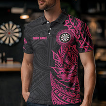 Load image into Gallery viewer, Personalized Pink Black Tribal Darts Polo &amp; Quarter Zip Custom Dart Shirts For Men Dart Jerseys TDM3700