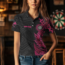 Load image into Gallery viewer, Personalized Pink Black Tribal Darts Polo &amp; Quarter Zip Custom Dart Shirts For Women Dart Jerseys TDM3700