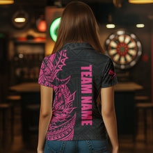 Load image into Gallery viewer, Personalized Pink Black Tribal Darts Polo &amp; Quarter Zip Custom Dart Shirts For Women Dart Jerseys TDM3700