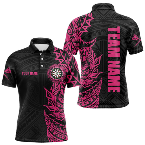 Personalized Pink Black Tribal Darts Polo & Quarter Zip Custom Dart Shirts For Men Dart Jerseys TDM3700