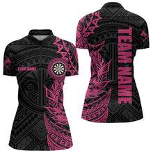 Load image into Gallery viewer, Personalized Pink Black Tribal Darts Polo &amp; Quarter Zip Custom Dart Shirts For Women Dart Jerseys TDM3700