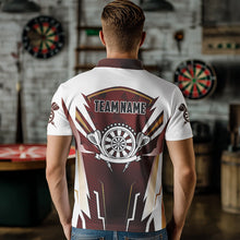 Load image into Gallery viewer, Personalized Wine Red And White Dart Shirts For Men Custom Team Darts Jerseys Polo &amp; Quarter Zip TDM3701