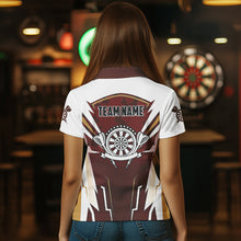 Load image into Gallery viewer, Personalized Wine Red And White Dart Shirts For Women Custom Team Darts Jerseys Polo &amp; Quarter Zip TDM3701