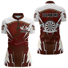 Load image into Gallery viewer, Personalized Wine Red And White Dart Shirts For Women Custom Team Darts Jerseys Polo &amp; Quarter Zip TDM3701