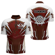 Load image into Gallery viewer, Personalized Wine Red And White Dart Shirts For Men Custom Team Darts Jerseys Polo &amp; Quarter Zip TDM3701