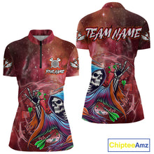 Load image into Gallery viewer, Death Skeleton Red Galaxy Funny Dart Shirts For Women Custom Darts Jerseys Outfit, Darts Gifts TDM3880