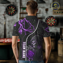 Load image into Gallery viewer, Custom Purple Darts Lightning Grim Reaper Polo &amp; 1/4 Zip, Darts Shirt For Men, Darts Team Jersey TDM6309