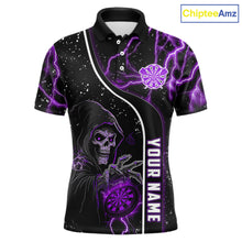 Load image into Gallery viewer, Custom Purple Darts Lightning Grim Reaper Polo &amp; 1/4 Zip, Darts Shirt For Men, Darts Team Jersey TDM6309