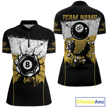 Load image into Gallery viewer, Personalized Yellow Funny Break 8 Ball Grunge Billiard Shirt For Women Custom Pool Team Jersey TDM4338