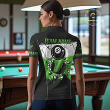 Load image into Gallery viewer, Personalized Green Funny Break 8 Ball Grunge Billiard Shirt For Women Custom Pool Team Jersey TDM4339