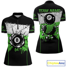 Load image into Gallery viewer, Personalized Green Funny Break 8 Ball Grunge Billiard Shirt For Women Custom Pool Team Jersey TDM4339