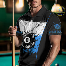 Load image into Gallery viewer, Personalized Blue Funny Break 8 Ball Grunge Billiard Shirt For Men Custom Pool Team Jersey TDM4340