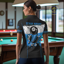 Load image into Gallery viewer, Personalized Blue Funny Break 8 Ball Grunge Billiard Shirt For Women Custom Pool Team Jersey TDM4340