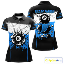 Load image into Gallery viewer, Personalized Blue Funny Break 8 Ball Grunge Billiard Shirt For Women Custom Pool Team Jersey TDM4340