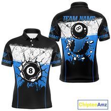Load image into Gallery viewer, Personalized Blue Funny Break 8 Ball Grunge Billiard Shirt For Men Custom Pool Team Jersey TDM4340