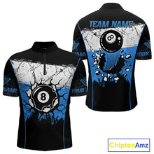 Load image into Gallery viewer, Personalized Blue Funny Break 8 Ball Grunge Billiard Shirt For Men Custom Pool Team Jersey TDM4340