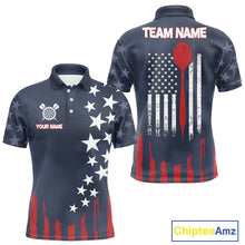 Load image into Gallery viewer, Personalized American Flag Navy Blue Darts Shirt For Men Custom Patriotic Darts Team Jerseys TDM4343
